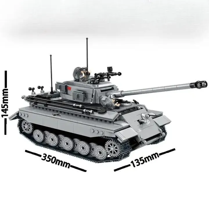 WWII - German King Tiger Tank - Grey - Mil-Blox